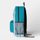 Personalized Name DARK TURQUOISE LINE STRIPES Bedrukte Rugzak (Rechts)