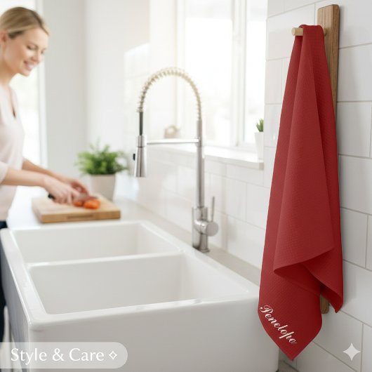 Personalized Name Deep Christmas Red Theedoek