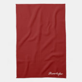 Personalized Name Deep Christmas Red Theedoek (Verticaal)