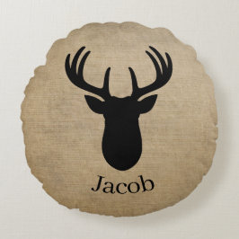 Personalized Name Deer  Rond Kussen