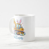 Personalized Name Easter Excavator Mug for Kids Koffiemok (Voorkant links)