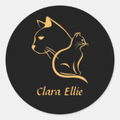 Personalized name - elegant cat  ronde sticker (Voorkant)
