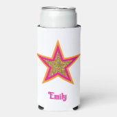 Personalized name elegant gold &pink star  seltzer blikjeskoeler (Seltzer Voorkant)
