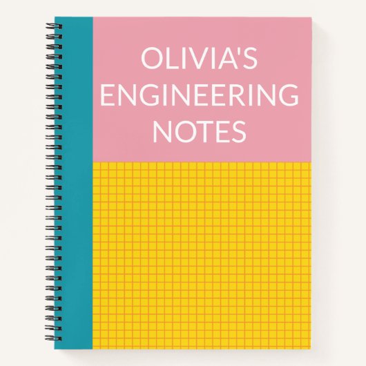 Personalized Name Engineering Graph Paper Pink Notitieboek (Voorkant)