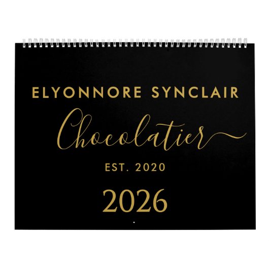 Personalized Name Est Date Chocolatier Business Kalender (Hoes)
