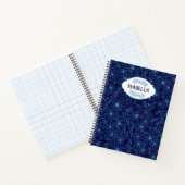 Personalized Name Feminine Blue Floral Pattern Notitieboek (Binnen)
