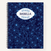 Personalized Name Feminine Blue Floral Pattern Notitieboek (Voorkant)