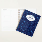 Personalized Name Feminine Blue Floral Pattern Planner (Display)