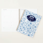 Personalized Name Feminine Blue Floral Pattern Planner (Display)