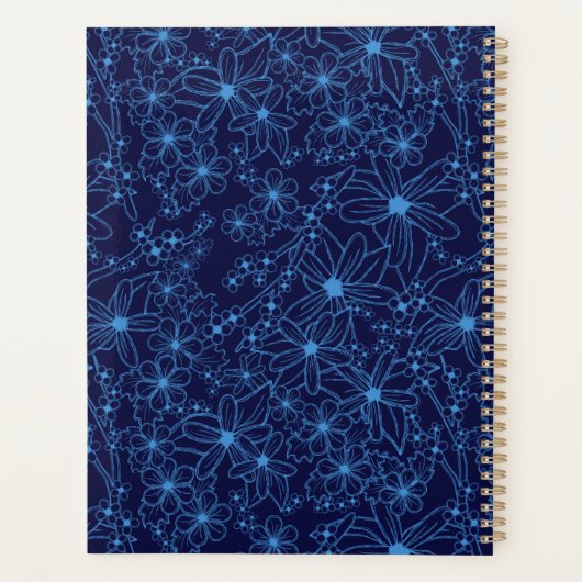 Personalized Name Feminine Blue Floral Pattern Planner (Achterkant)