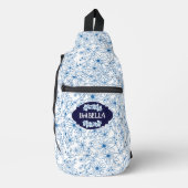 Personalized Name Feminine Blue Floral Pattern Sling Bag (Voorkant)