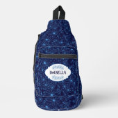 Personalized Name Feminine Blue Floral Pattern Sling Bag (Voorkant)