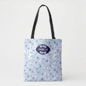Personalized Name Feminine Blue Floral Pattern Tote Bag (Voorkant)