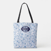 Personalized Name Feminine Blue Floral Pattern Tote Bag (Achterkant)