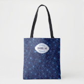 Personalized Name Feminine Blue Floral Pattern Tote Bag (Voorkant)