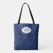 Personalized Name Feminine Blue Floral Pattern Tote Bag (Achterkant)