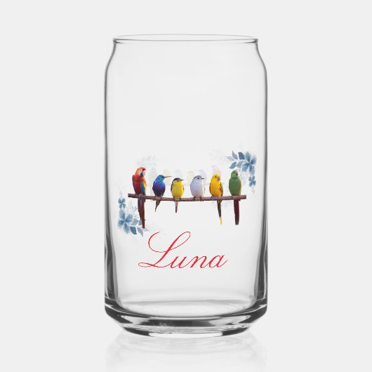 Personalized name floral birds blikvorm glas (Voorkant)