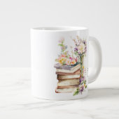 Personalized Name Floral Book Lover Grote Koffiekop (Voorkant rechts)