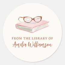 Personalized Name From The Library Pink Bookplate