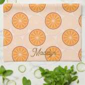 Personalized name fruit orang and brown theedoek (Gevouwen)