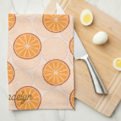 Personalized name fruit orang and brown theedoek (Quarter Fold)