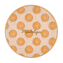 Personalized name fruit orang &brown Cutting Board Snijplank