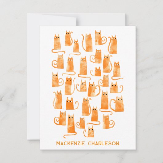 Personalized Name Fun Orange Ginger Cat Notitiekaartje (Voorkant)
