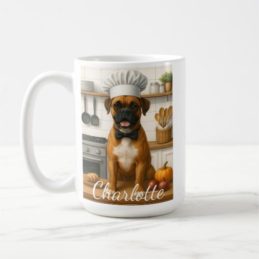 Personalized Name Funny Boxer Dog Loving Chef Koffiemok (Links)