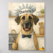 Personalized Name Funny Great Dane Dog Chef Poster (Voorkant)
