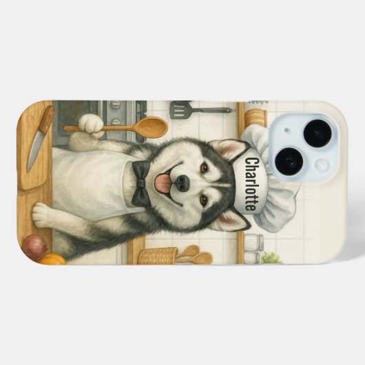 Personalized Name Funny Siberian Husky Dog Chef Case-Mate iPhone Case (Achterkant (horizontaal))
