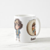 Personalized Name & G Sleepy Morning Plaid Charact Koffiemok (Voorkant rechts)