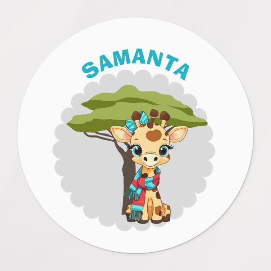  Personalized "Name" Giraffe in the Savanna Waterp Labels (Design 1)