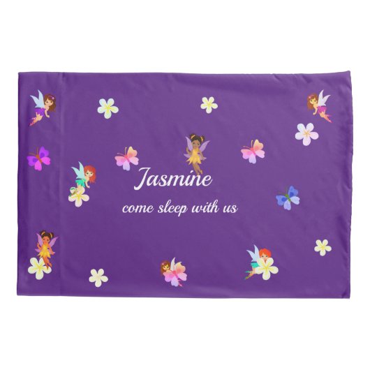 Personalized Name Girls Fairies Pillowcase Kussensloop (Achterkant)