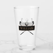Personalized Name Gold and Black Golf Clubs Glas (Achterkant)