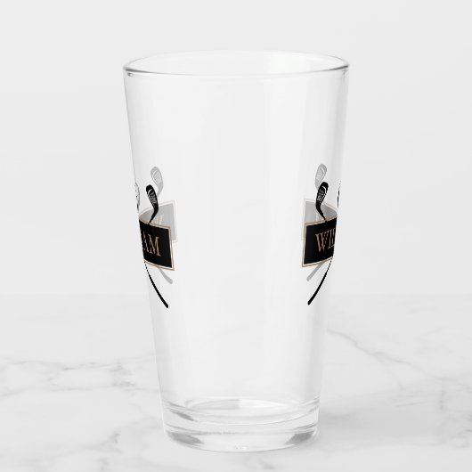Personalized Name Gold and Black Golf Clubs Glas (Links)