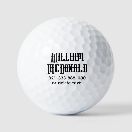 Personalized Name Golf Balls Template GOTHIC 7 Golfballen (Voorkant)