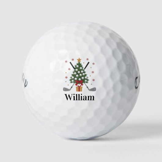Personalized Name Golf Tree Equipment Christmas  Golfballen (Voorkant)