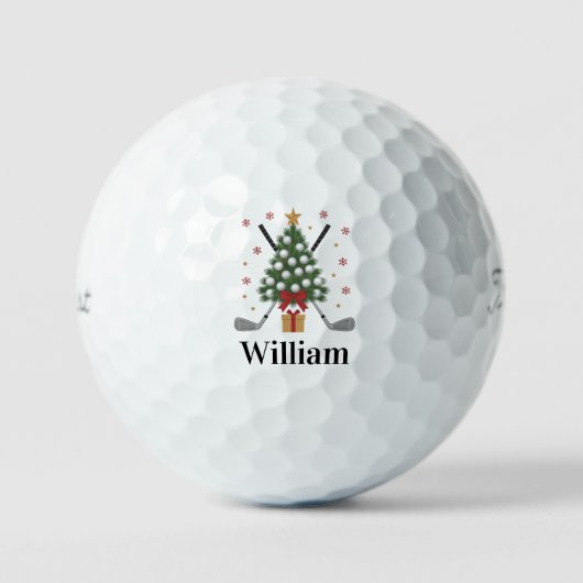 Personalized Name Golf Tree Equipment Christmas  Golfballen (Voorkant)