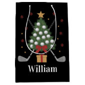 Personalized Name Golf Tree Equipment Christmas Medium Cadeauzakje (Voorkant)