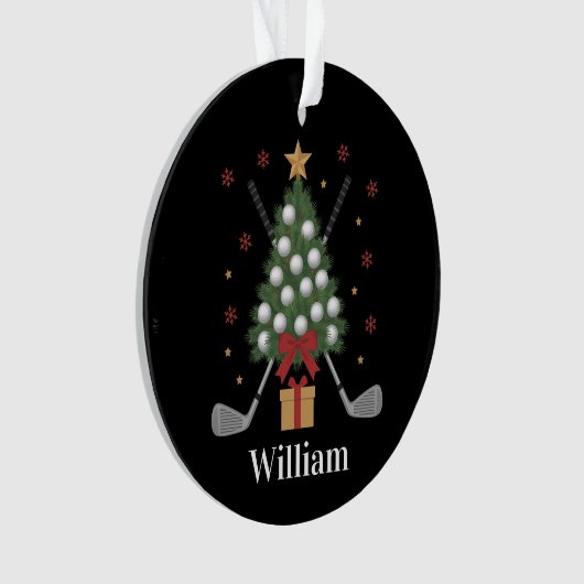 Personalized Name Golf Tree Equipment Christmas  Ornament (voorkant)