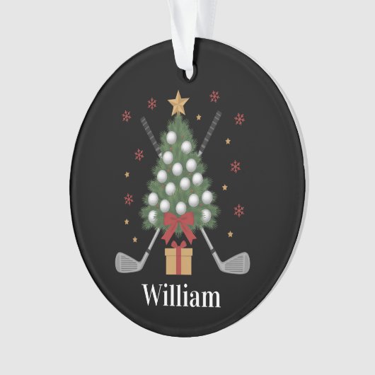 Personalized Name Golf Tree Equipment Christmas  Ornament (voorkant)
