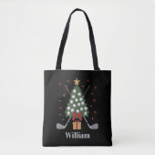 Personalized Name Golf Tree Equipment Christmas  Tote Bag (Voorkant)
