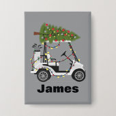 Personalized Name Golfer Christmas Golf Cart Xmas Button (Voorkant)