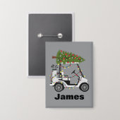 Personalized Name Golfer Christmas Golf Cart Xmas Button (Voorkant / Achterkant)