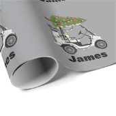 Personalized Name Golfer Christmas Golf Cart Xmas  Cadeaupapier (Rol Hoek)