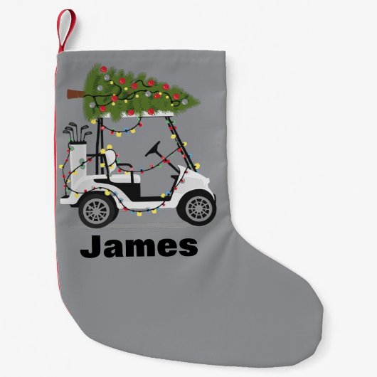 Personalized Name Golfer Christmas Golf Cart Xmas Kleine Kerstsok (Voorkant)