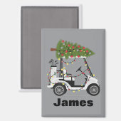 Personalized Name Golfer Christmas Golf Cart Xmas  Magneet (Voorkant / Achterkant)