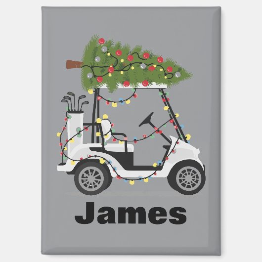 Personalized Name Golfer Christmas Golf Cart Xmas  Magneet (Voorkant)