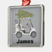 Personalized Name Golfer Christmas Golf Cart Xmas  Metalen Ornament (Links)