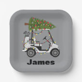 Personalized Name Golfer Christmas Golf Cart Xmas  Papieren Bordje (Voorkant)